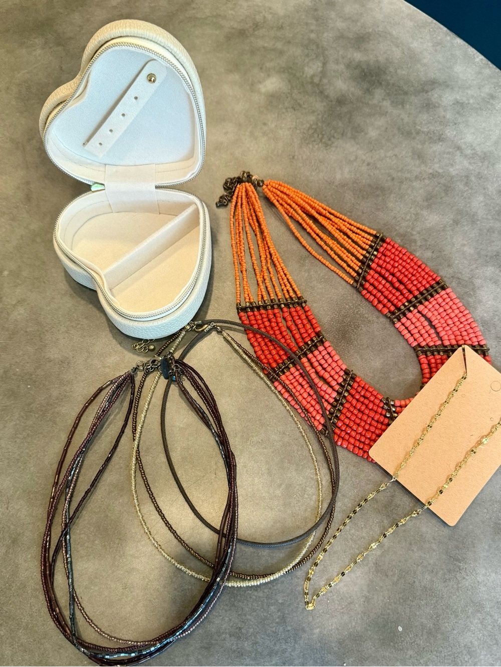 4 Necklaces and Travel Jewelry Case